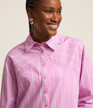 Camisa Oversized en Tricolina Rayada con Recorte en los Hombros 3