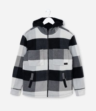 Camisa Infantil en Fleece de Cuadros y Forro de Sherpa - Talle 5 a 14 años