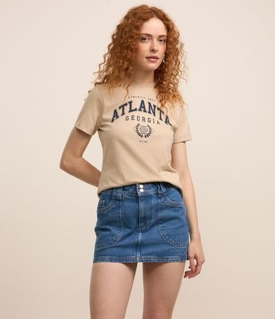 Pollera Corta en Jeans con Botones Doble en la Cintura y Bolsillo Carpintero 2