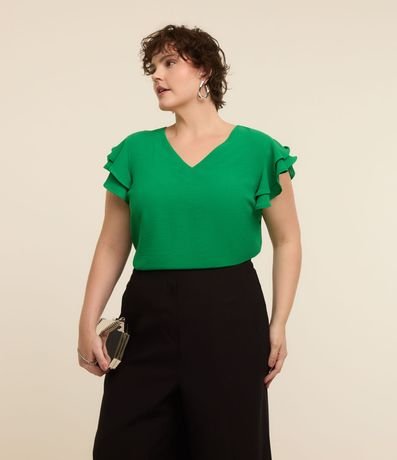 Blusa en Crepé con Volado en el Hombro Curve & Plus Size 2