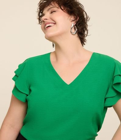 Blusa en Crepé con Volado en el Hombro Curve & Plus Size 5