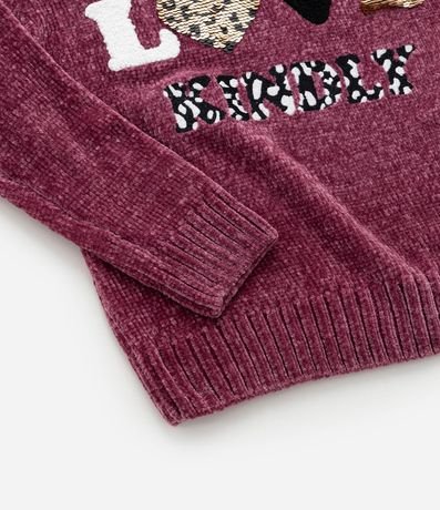 Suéter Infantil en Chenille con Bordado en Lentejuelas - Talle 5 a 14 años 5