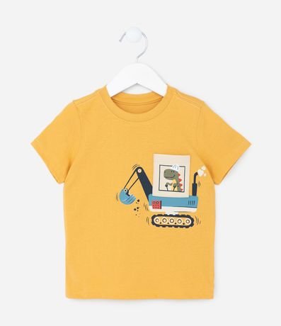 Remera Infantil con Pequeño Bolsillo Interactivo de Dino - Talle 1 a 5 años