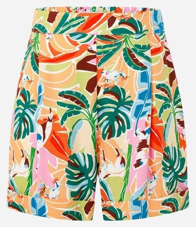 Short Corto en Twill con Estampa de Follajes 6