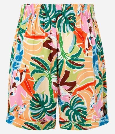 Short Corto en Twill con Estampa de Follajes 8