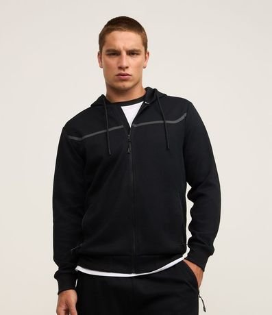 Saco Deportivo Texturizado con Raya Reflectante y Capucha