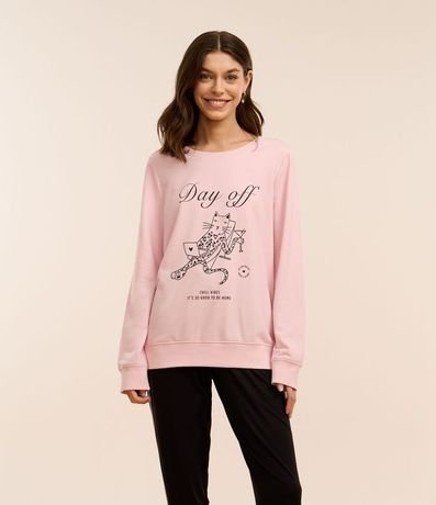 Blusa de Pijama en Algodón con Estampa Day Off