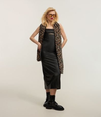 Vestido New Midi en PU con Recorte Cutout y Breteles Finos