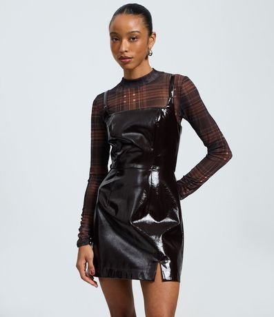 Vestido Corto en PU con Efecto Vinílico 2