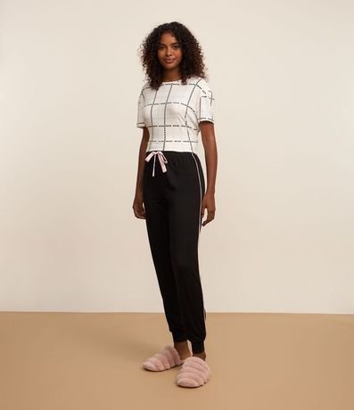 Pantalón de Pijama con Toque Suave y Detalle de Lazo