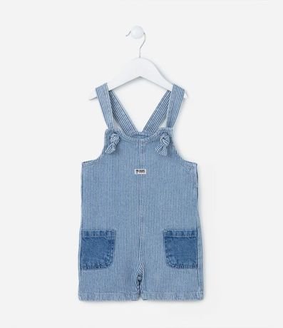 Peto corto Infantil en Jeans Rayada - Talle 3 a 18 meses 2