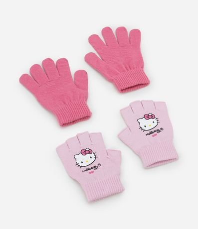 Kit 02 Luvas Infantiles con Estampa da Hello Kitty - Talle P al G