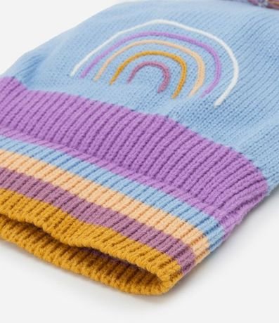 Gorro Infantil con Bordado de Arco-Íris y Pompón – Talle U 2