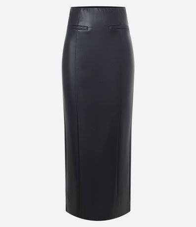 Pollera Midi en PU con Fenda Trasera 7