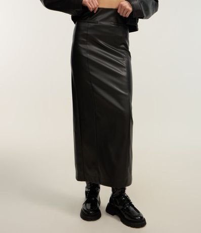 Pollera Midi en PU con Fenda Trasera 4