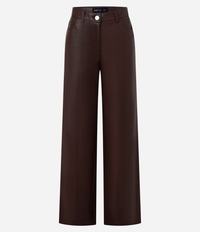 Pantalón Recto en PU con Fenda y Bolsillos 6
