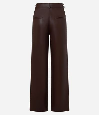 Pantalón Recto en PU con Fenda y Bolsillos 7