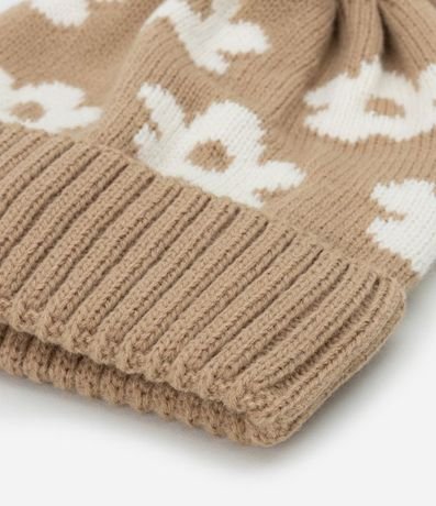 Gorro Infantil en Punto con Estampado Corazones y Pompón – Talle U 2