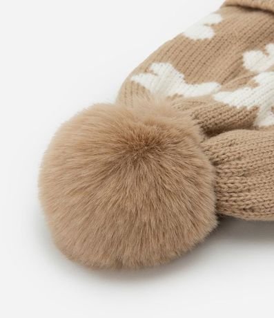 Gorro Infantil en Punto con Estampado Corazones y Pompón – Talle U 3