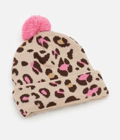 Gorro Infantil con Pompón y Estampa Leopardo - Talle único