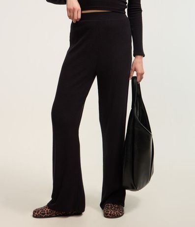Pantalón recto Texturizada con Cintura Fija y Malla Calientita 3