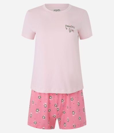 Pijama Short Doll Manga Corta con Estampa de Sapo