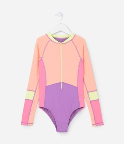 Malla Infantil con Protección UV y Estampa Bloques de Color - Talle 5 a 14 años