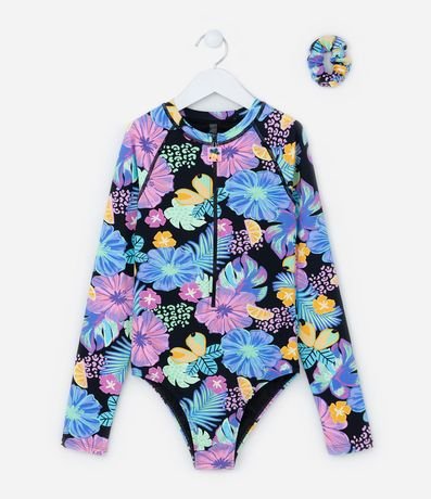 Malla Infantil con Protección UV y Estampa Floral - Talle 5 a 14 años 1