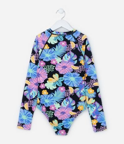 Malla Infantil con Protección UV y Estampa Floral - Talle 5 a 14 años 2