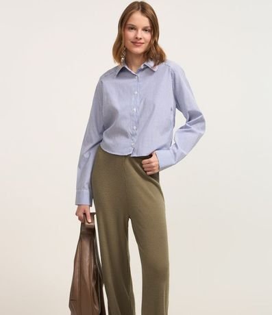 Pantalón recto Texturizada con Cintura Fija y Malla Calientita 2