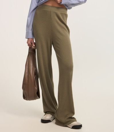 Pantalón recto Texturizada con Cintura Fija y Malla Calientita 3