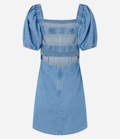 Vestido Corto Jeans con Manga Abullonada 2