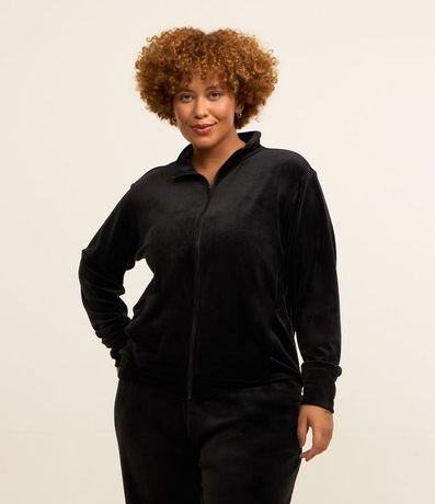 Campera Deportiva en Plush con Cuello Alto Curve & Plus Size 1