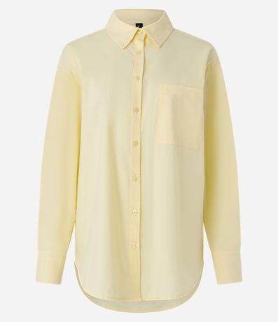 Camisa Alargada en Tricolina con Rayas y Bolsillo en el Pecho 5