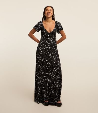 Vestido New Midi Texturizado con Estampa de Lunares