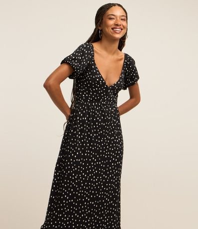 Vestido New Midi Texturizado con Estampa de Lunares 2