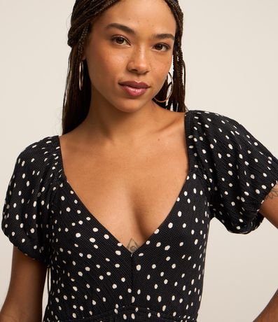 Vestido New Midi Texturizado con Estampa de Lunares 3