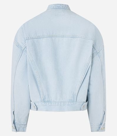 Campera Trucker en Jeans con Cuello Alto y Bolsillos 6