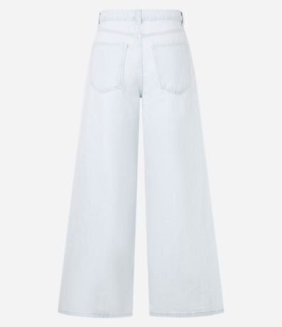 Pantalón Palazzo en Jeans Delavé con Recorte en la Pierna 6