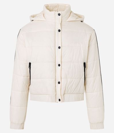 Campera Puffer Deportiva en Poliamida con Bies Contrastante