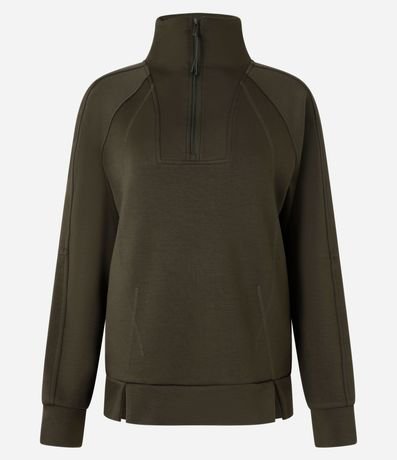 Saco Deportivo en Microfibra Pesada Liso con Cuello Alto y Recortes 7