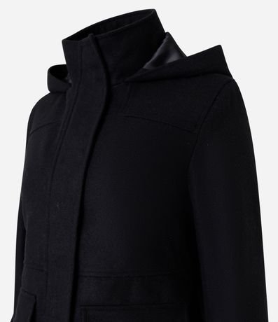 Campera Alargada en Polivelour con Capucha y Bolsillos 7