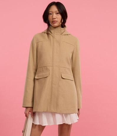 Campera Alargada en Polivelour con Capucha y Bolsillos 5