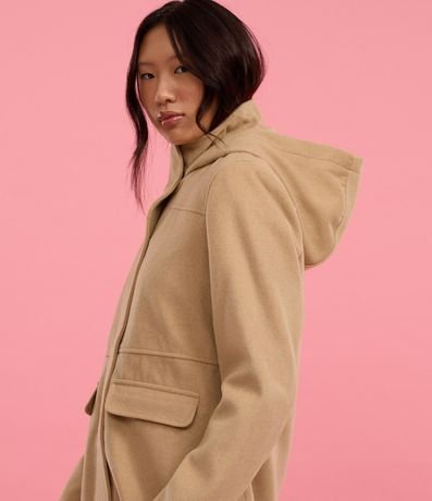 Campera Alargada en Polivelour con Capucha y Bolsillos 6