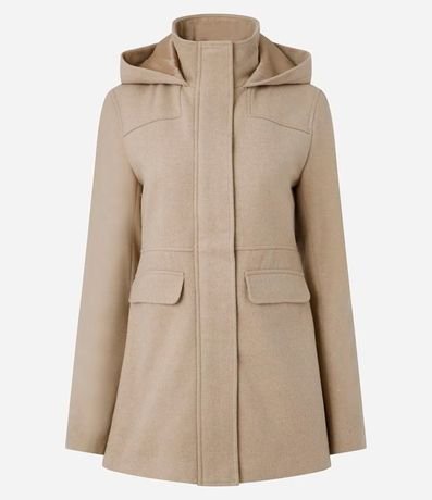 Campera Alargada en Polivelour con Capucha y Bolsillos 7