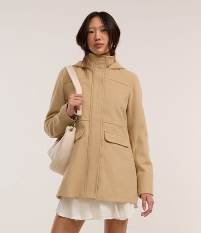 Campera Alargada en Polivelour con Capucha y Bolsillos 4