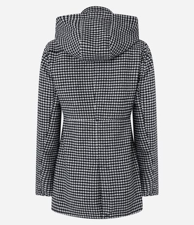 Campera Alargada en Polivelour de Cuadros Pied-de-Poule con Capucha 2