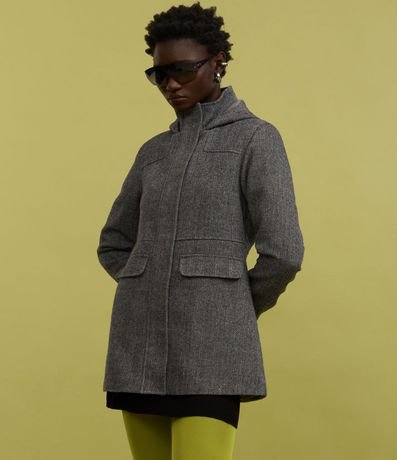 Saco Alargado en Polyvelour Espina de Pez con Bolsillos 5