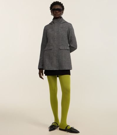 Saco Alargado en Polyvelour Espina de Pez con Bolsillos 2