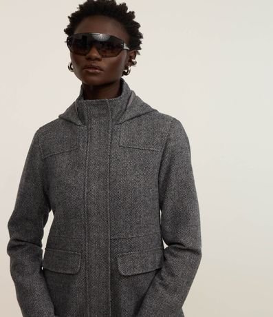 Saco Alargado en Polyvelour Espina de Pez con Bolsillos 3